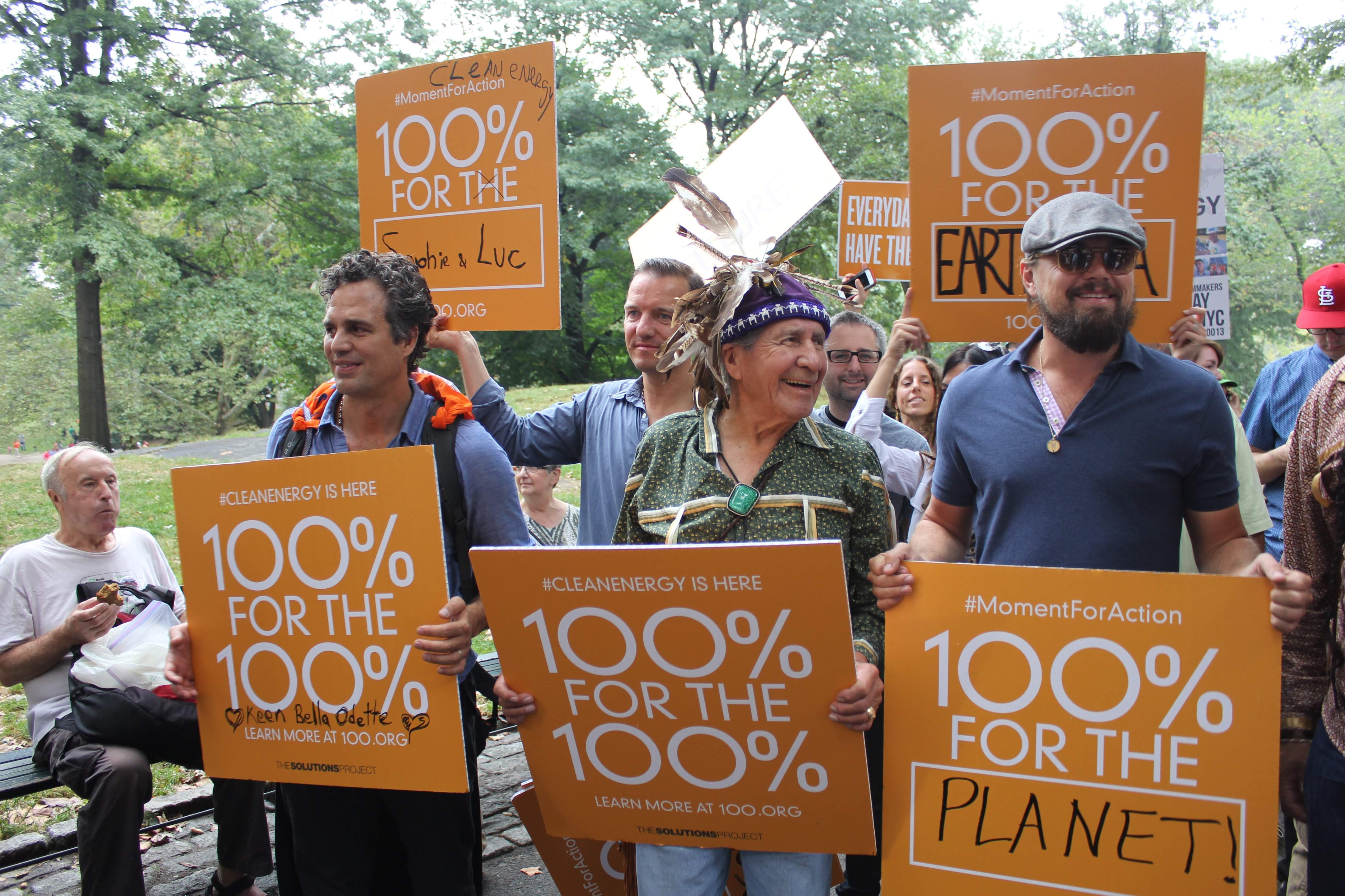 Mark Ruffalo, Leonardo DiCaprio, 2014 Climate March, 100% campaign