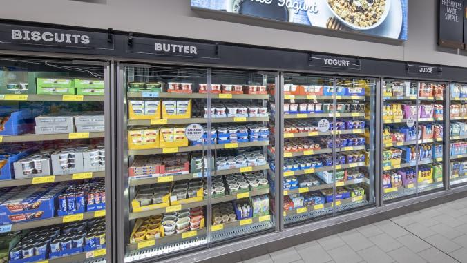 Coolers at an Aldi store. The company is leading the way among retail giants to phase out HFCs.