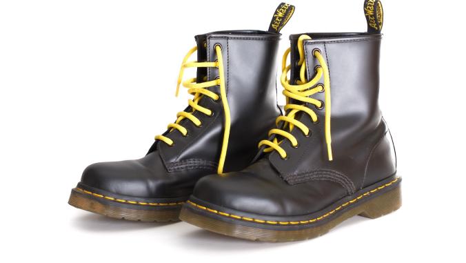 A pair of unisex Doc Martens "combat boots".
